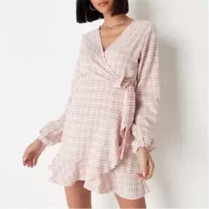Missguided Wrap Front Mini Tea Dress - Pink