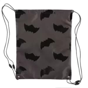 Batman Girls All Over Logo Drawstring Bag (One Size) (Black/Grey)