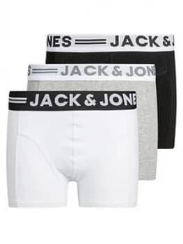Jack & Jones Junior Boys 3 Pack Trunks - Light Grey Marl