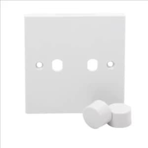 KnightsBridge 2G White Dimmer Plate Electric Wall Switch with 2 Dimmer Knobs