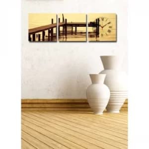 3P2828CS-16 Multicolor Decorative Canvas Wall Clock (3 Pieces)