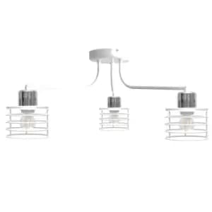 Edison Multi Arm Semi Flush Ceiling Light White, Chrome 65cm