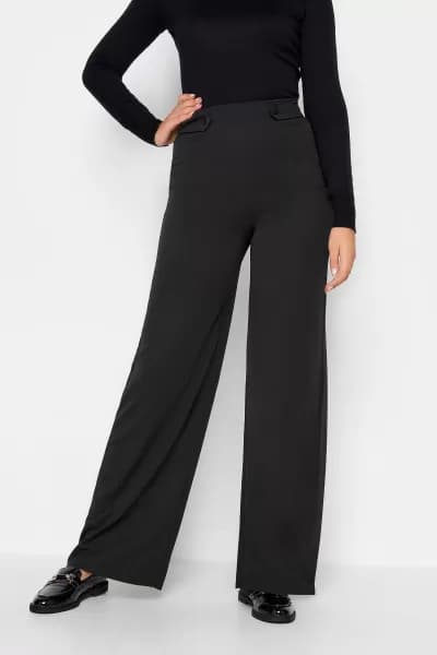 Tall Button Wide Leg Trousers