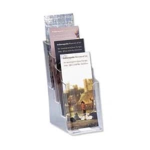 Multi-tier Literature Display Holder 1/3xA4 Clear for Wall or Desktop with 4 Pockets