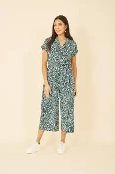 Green Dash Print Culotte Jumpsuit