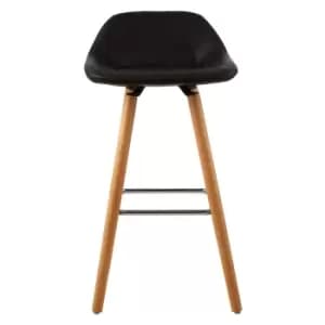 Scandi Bar Stool in Faux Leather with Beechwood Legs