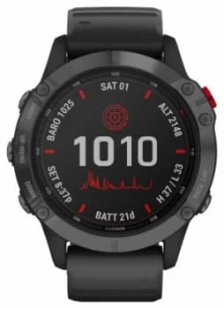 Garmin Fenix 6 Pro Solar Slate Grey Black Rubber Strap 010 Watch