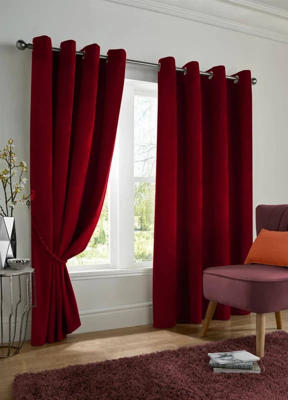 Alan Symonds Velvet Blackout Ring Top Eyelet Curtains Blackout Curtains 229x183cm Green 39187715000