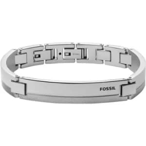 Mens Fossil Chevron Stainless Steel Station Bracelet
