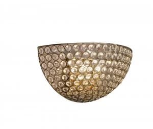 Wall Lamp Circular 2 Light French Gold, Crystal