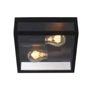 Dukan Modern Flush Ceiling Light Outdoor - 2xE27 - IP65 - Black