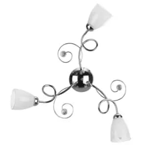 Luigia Multi Arm Semi Flush Ceiling Lamp, Chrome, Glass
