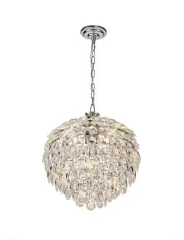 Coniston Ceiling Pendant, 6 Light E14, Polished Chrome, Crystal