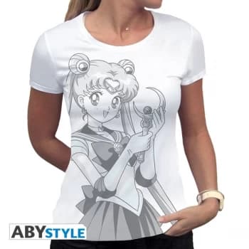 Sailor Moon - Bunny And Moon Stick Womens Large T-Shirt - White