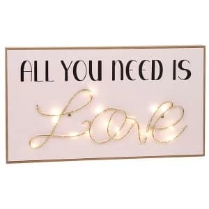 LED Oblong String Plaque Love