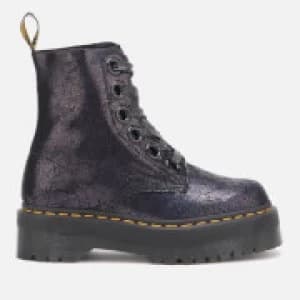 Dr. Martens Womens Molly Iridescent Crackle 8-Eye Boots - Black - UK 7