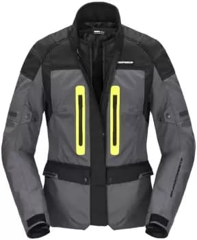 Spidi Traveler 3 H2Out Ladies Motorcycle Textile Jacket, black-grey-yellow, Size L for Women, black-grey-yellow, Size L for Women