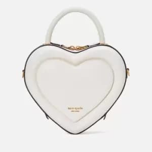 Kate Spade New York Womens Pitter Patter Smooth Leather 3D Heart Crossbody Bag - Cream