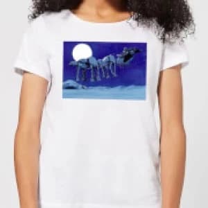 Star Wars AT-AT Darth Vader Sleigh Womens Christmas T-Shirt - White - 3XL