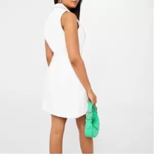 Missguided Sleeveless Tie Waist Blazer Dress - White