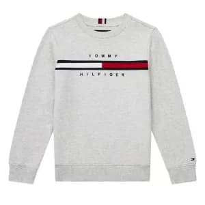 Tommy Hilfiger Boys' Flag Rib Insert Sweatshirt - Light Grey Heather - 10 Years