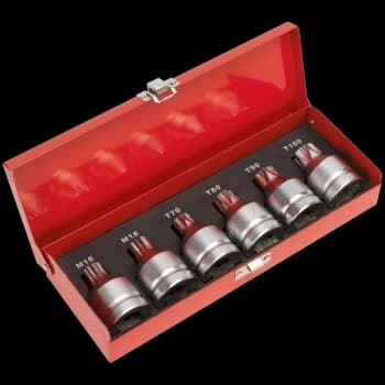 Sealey 6 Piece 3/4" Drive Security Torx and Spline Socket Bit Set 3/4"