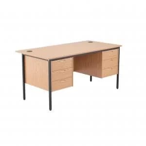 Jemini 18 Oak 1532mm Desk with Double 3 Drawer Pedestal KF839503