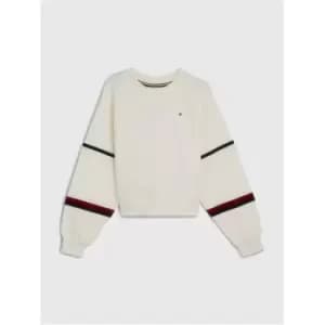 Tommy Hilfiger Global Stripe Waffle Sweatshirt - White