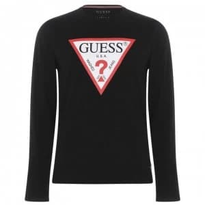 Guess Long Sleeve Original T Shirt - Jet Black JBLK