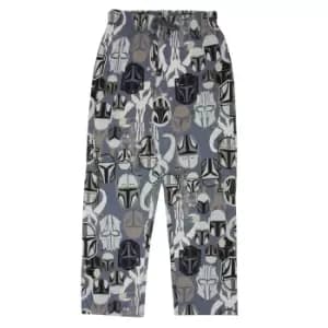 Star Wars: The Mandalorian Mens Mythosaur Logo Lounge Pants (L) (Blue/Heather Grey)