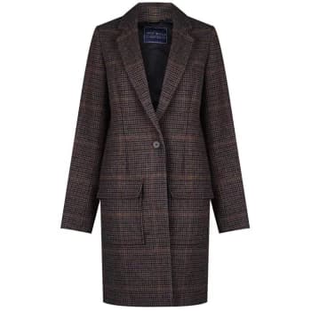 Jack Wills Locke Checked Overcoat - Camel