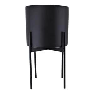Black Planter With Metal Stand 24cm