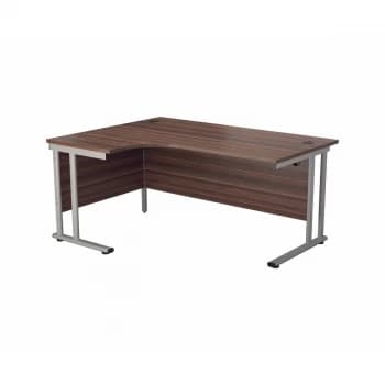 Start LH Crescent Cantilever Workstation - Dark Walnut Top and Silver Legs