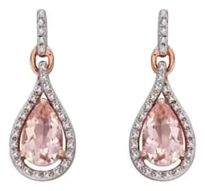 Elements Gold GE2272P 9k Rose Gold Morganite And Diamond Jewellery