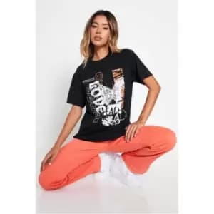 I Saw It First Black Peace Before Anything Graphic Oversized T-Shirt - Black