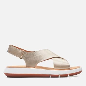 Clarks Womens Jemsa Cross Leather Sandals - Champagne - UK 4