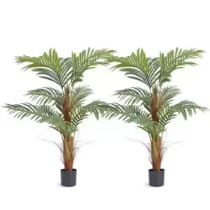 VEVOR Artificial Palm Tree, 4 FT Tall Faux Plant, Secure PE Material & Anti-Tip Tilt Protection Low-Maintenance Plant, Lifelike Green Fake Tree for Ho