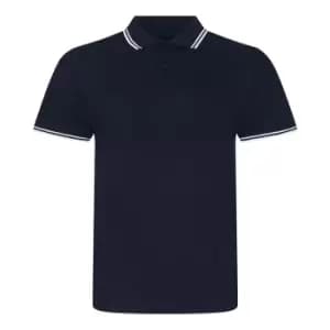 AWDis Mens Stretch Tipped Piqu Polo Shirt (S) (Black/White)