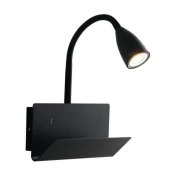 Fan Europe Lighting - Fan Europe Gulp - Flexible Arm Reading USB Wall Lamp Shelf, Black, GU10