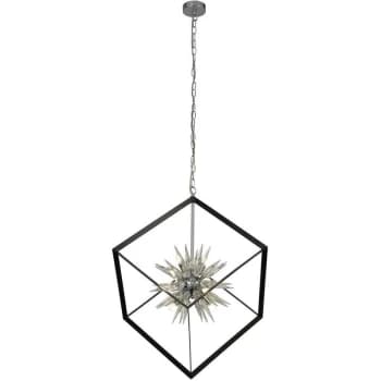 Searchlight Lighting - Searchlight Stellar 6 Light Spike Ball Pendant, Matt Black Frame, Crystal Glass