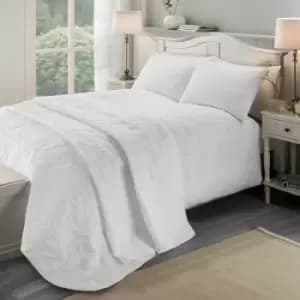 Serene Luana Pinsonic Stitch Quilted Duvet Cover Set, White, Double