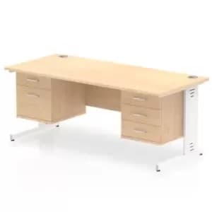 Impulse 1800 Rectangle White Cable Managed Leg Desk MAPLE 1 x 2 Drawer 1 x 3 Drawer Fixed Ped