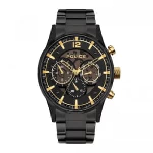 Police Driver Watch with Black Stainless Steel Bracelet