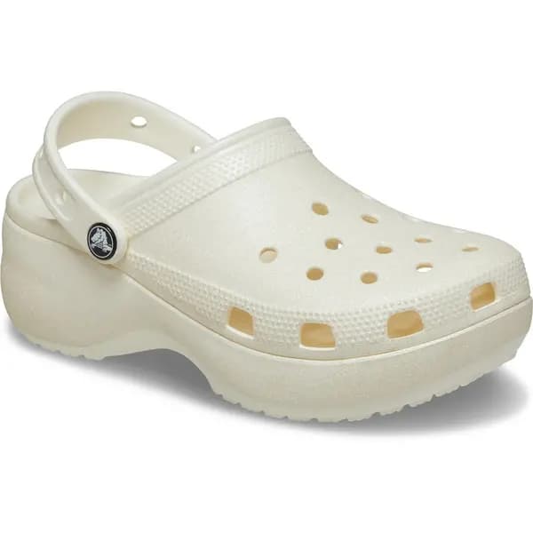 Crocs Womens Classic Platform Glitter Clog Sandals UK Size 4 (EU 36-37) Chalk CRC408-CHALK-4