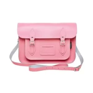 Zatchels Womens/Ladies Handcrafted Pastel Leather Mag Dots Satchel Bag (British Made) (14.5in) (Baby Pink)