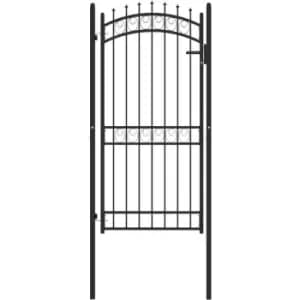 Fence Gate with Spikes Steel 100x200cm Black Vidaxl Black