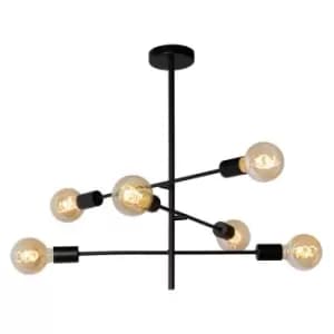 Lucide LESTER - 59cm Flush Ceiling Light - 6xE27 - Black