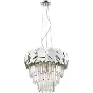 Zumaline Quasar Crystal Pendant Ceiling Light, Chrome, 6x E14