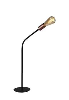 Flexible Table Lamp, 1 Light E27, Satin Black, Brushed Copper