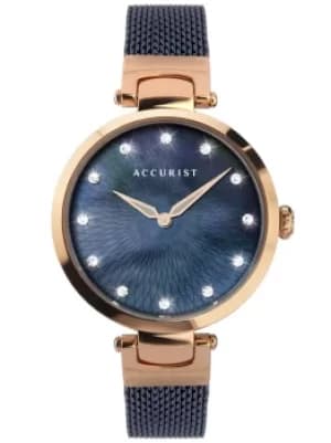 Accurist Ladies Contemporary Rose Gold Plated Blue Mother Of Pearl...